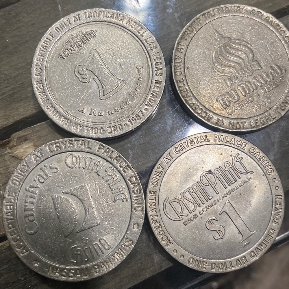 COPY - 4 RARE vintage  $1 casino tokens